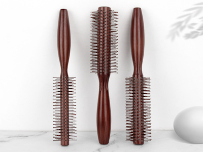 Wholesale Professional Hairdressing Tools Wooden Hair Brush Wild Boar Bristle Salon Hairdresser's Curling Brush Roller Comb