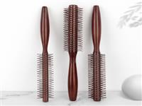 Wholesale Professional Hairdressing Tools Wooden Hair Brush Wild Boar Bristle Salon Hairdresser's Curling Brush Roller Comb