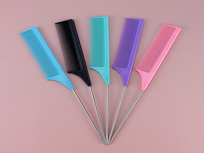 Shangzhiyi Custom Private Label Styling Long Carbon Fiber Metal Rat Pin Tail Detangling Parting Braiding Precision Hair Comb